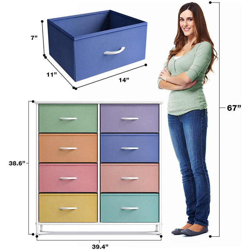 Sorbus 6 Drawers Dresser with Steel Frame, Wood Top, Fabric